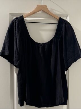 Maurices Black Peasant Blouse with Scoop Neck